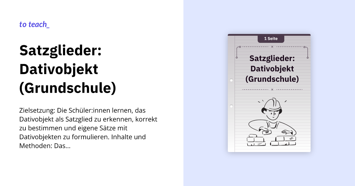 Satzglieder: Dativobjekt (Grundschule)