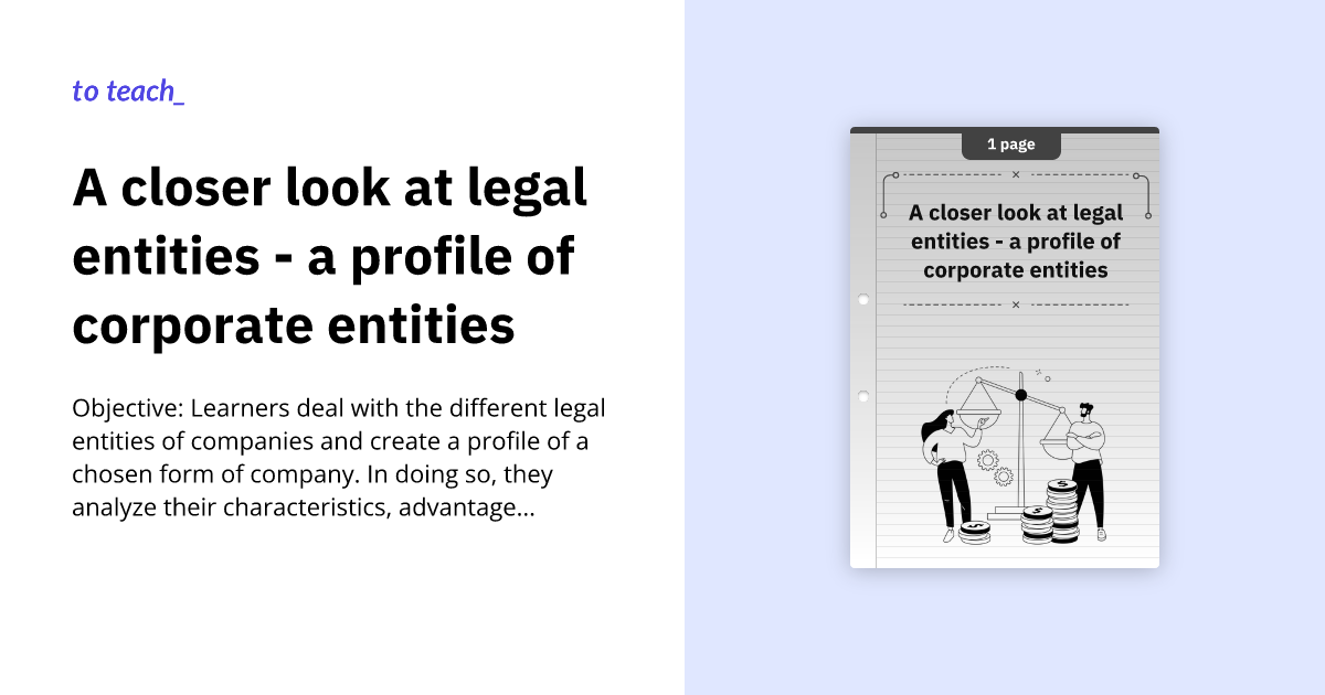 A closer look at legal entities - a profile of corporate entities