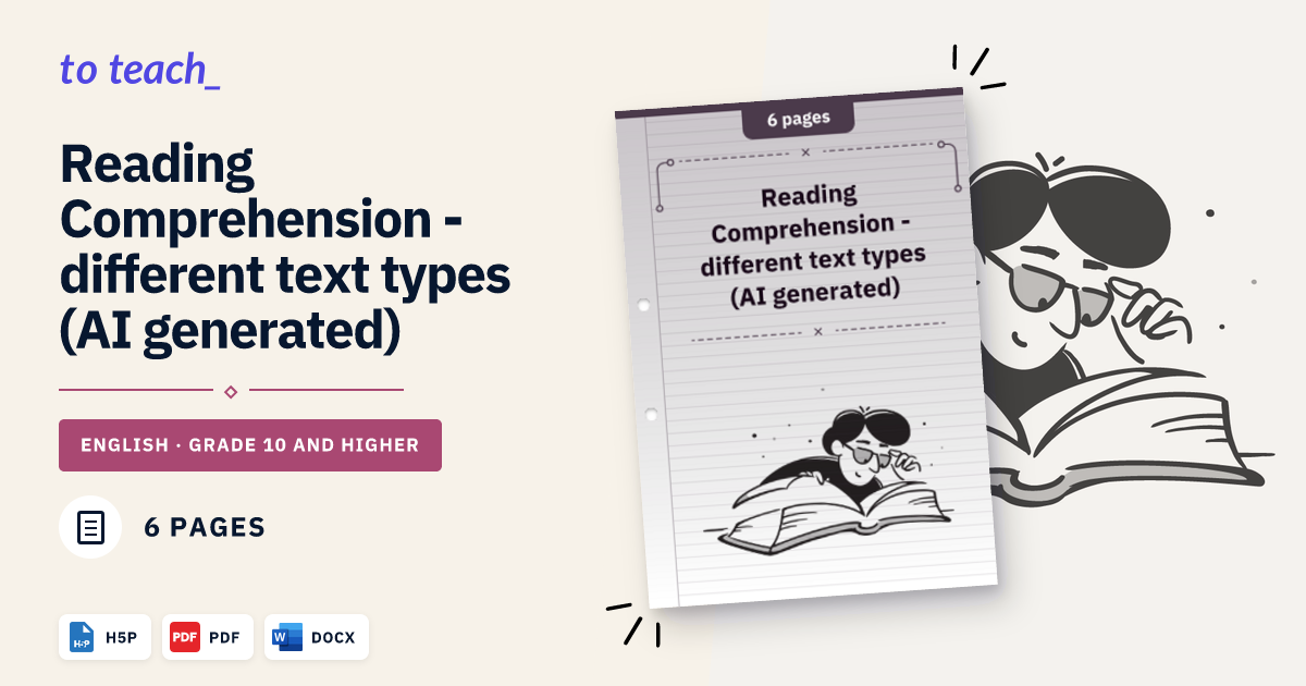 Reading Comprehension - different text types (AI generated)